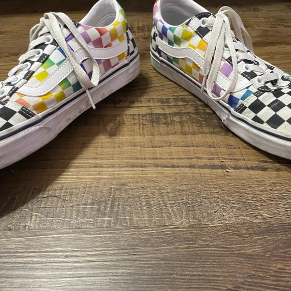 Vans ward rainbow checkerboard canvas skate shoes - Picture 6 of 8